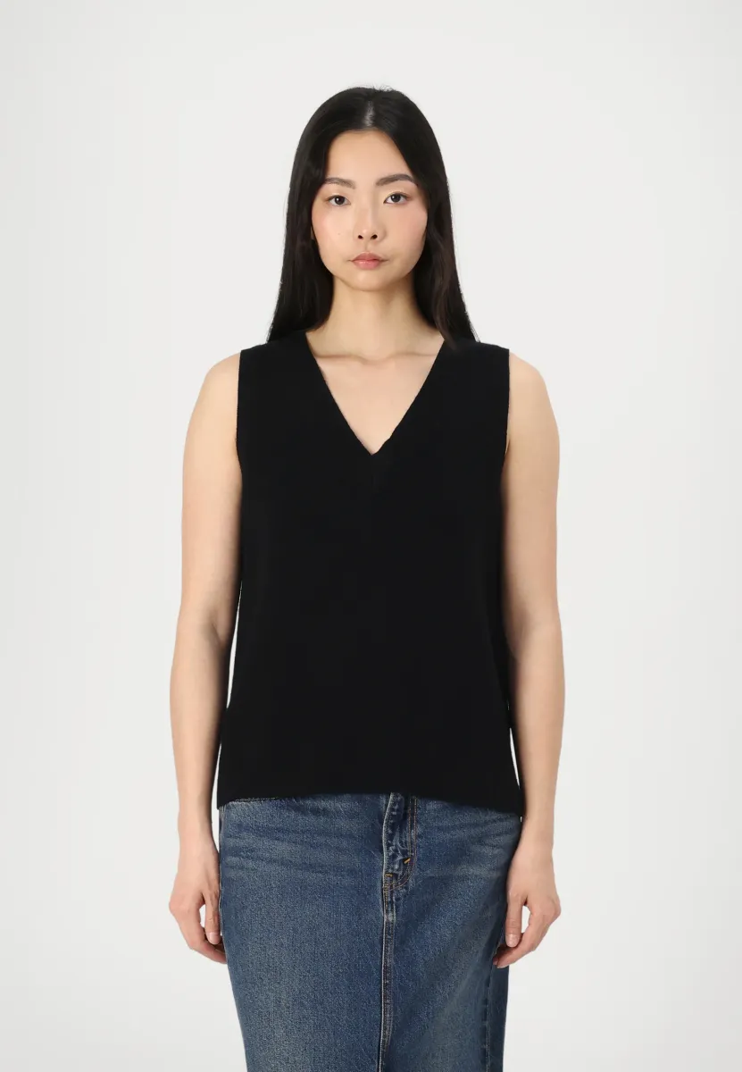 VIRIL V NECK VEST - Strickpullover - black