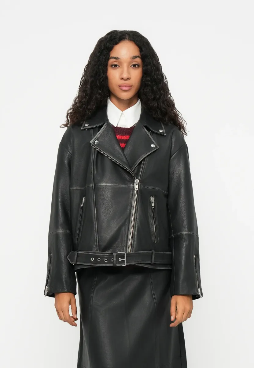 VISANDRA JACKET - Lederjacke - black beauty