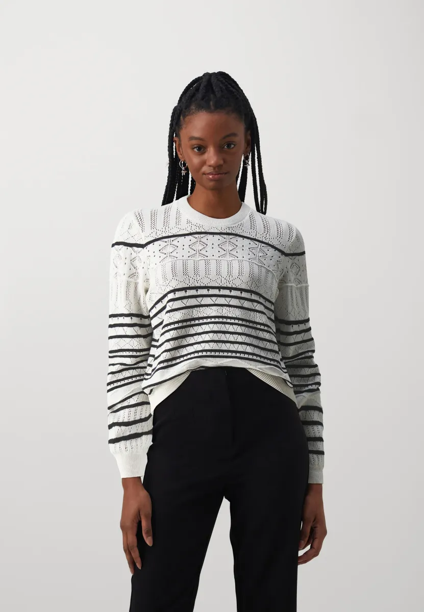 VISASINA ONECK - Strickpullover - egret/black