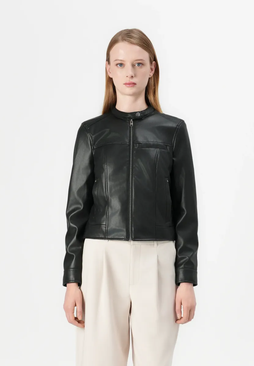 VMAMANDA SHORT COATED JACKET - Kunstlederjacke - black