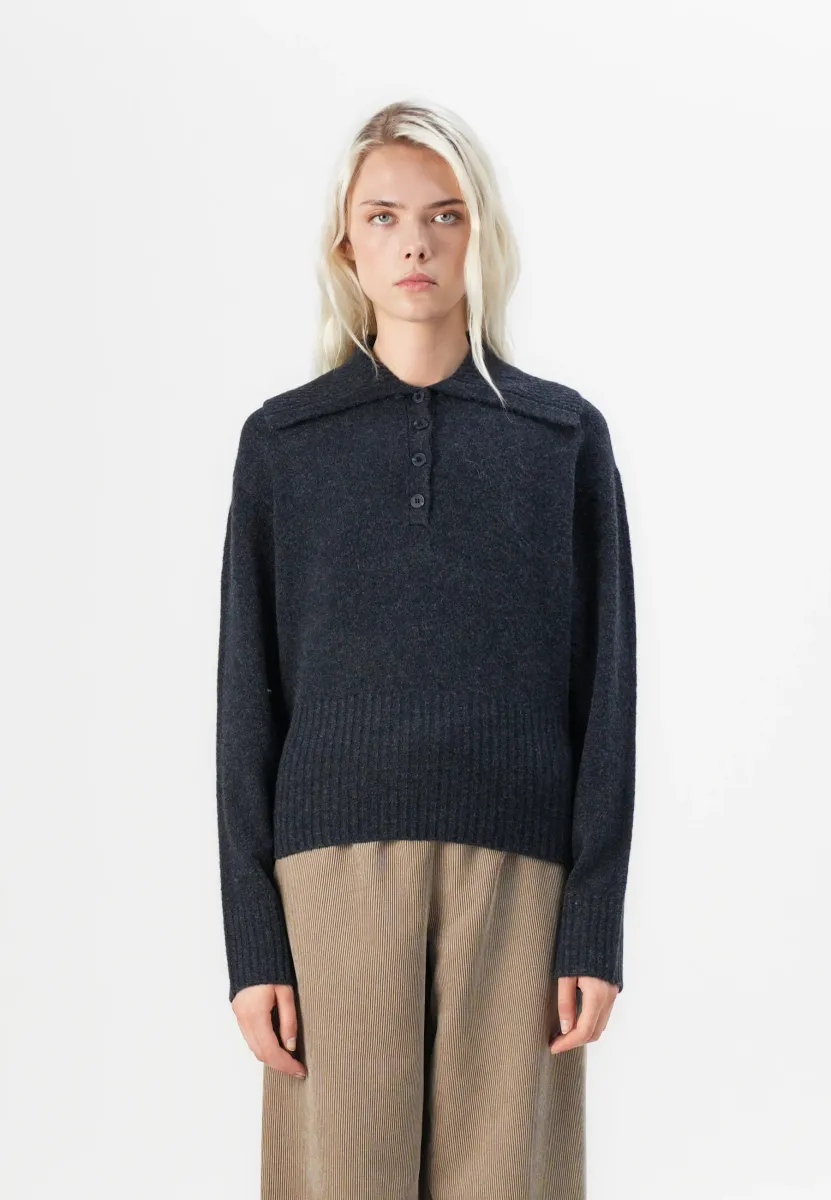 VMBOOM SPLIT NECK  - Strickpullover - navy blazer