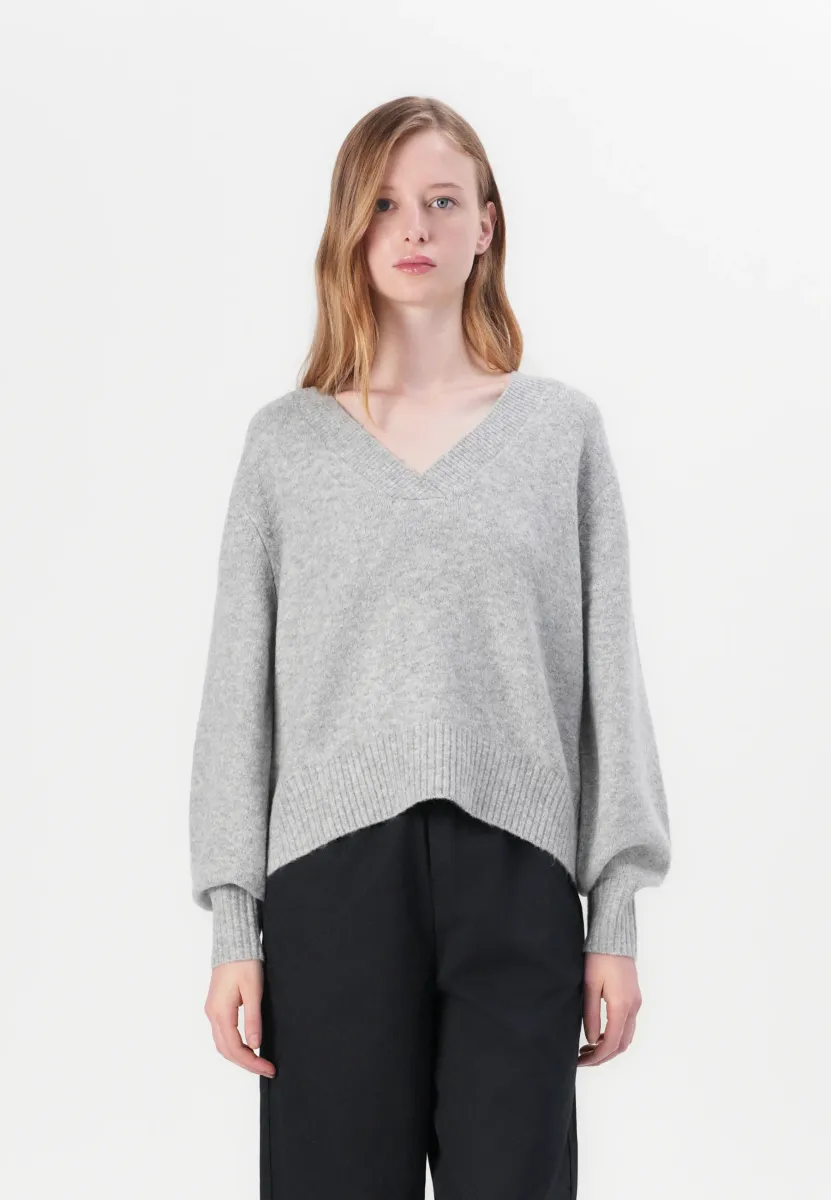 VMBOOM V NECK NOOS - Strickpullover - light grey