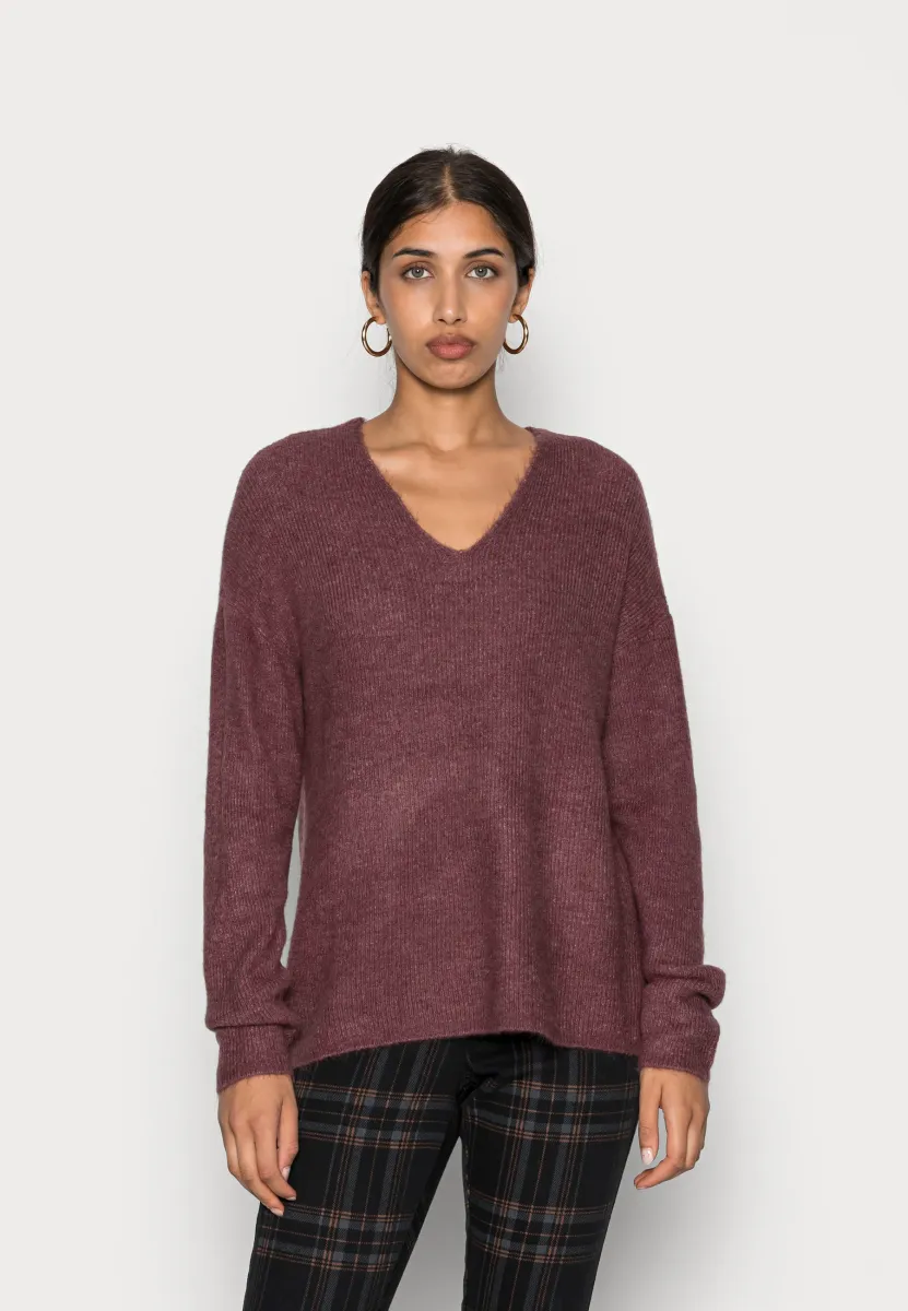 VMCREWLEFILE VNECK  - Strickpullover - rose brown melange