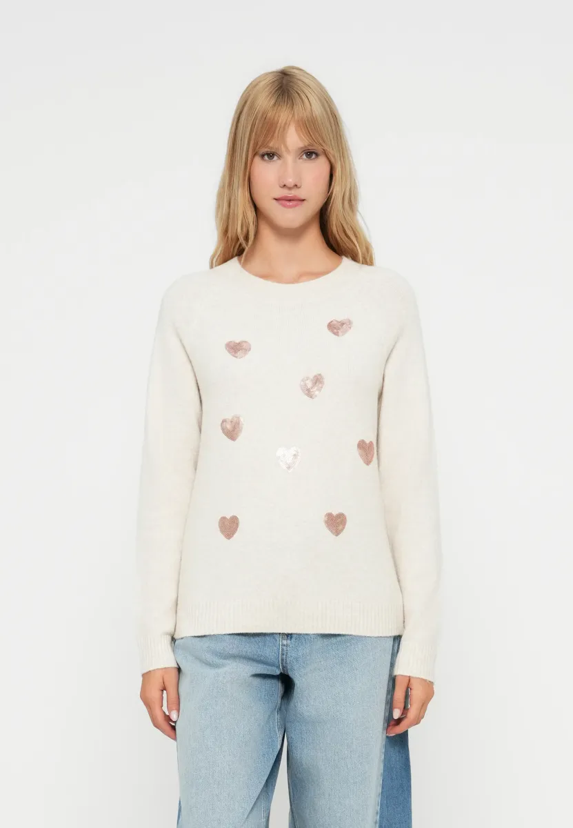 VMDOFFY O NECK SEQUINS PULLOVER  - Strickpullover - birch