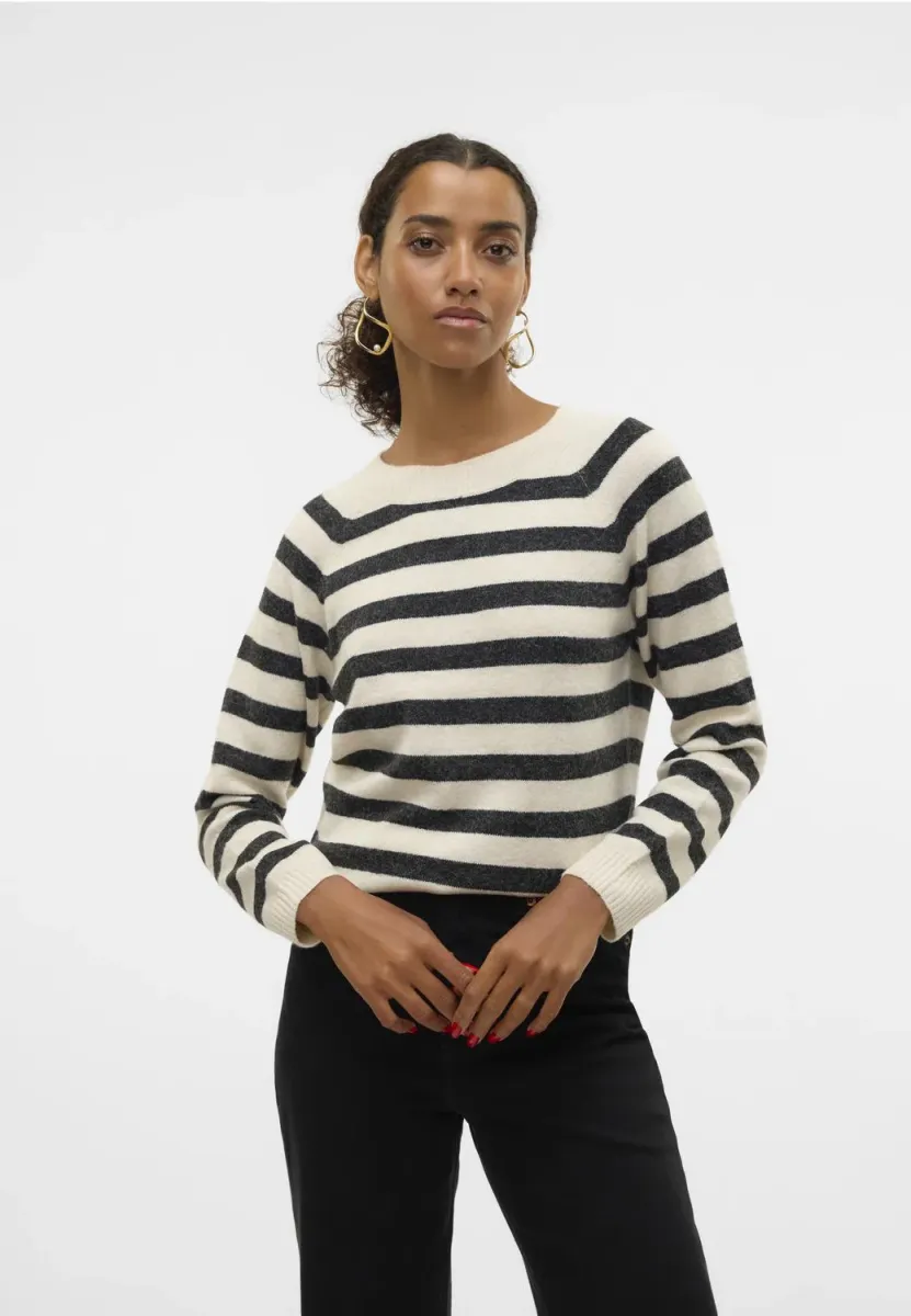VMDOFFY O-NECK  - Strickpullover - birch/black