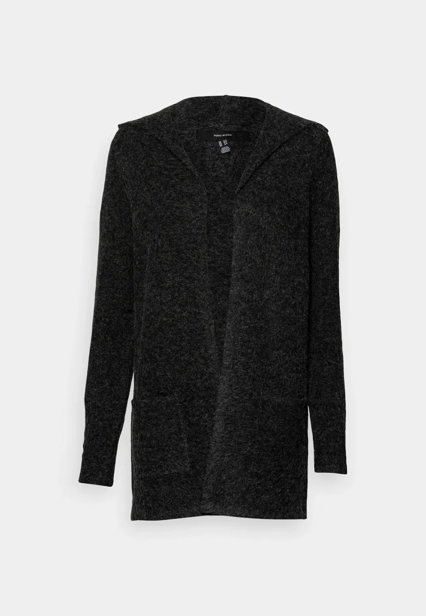 VMDOFFY OPEN HOOD CARDIGAN - Strickjacke - black