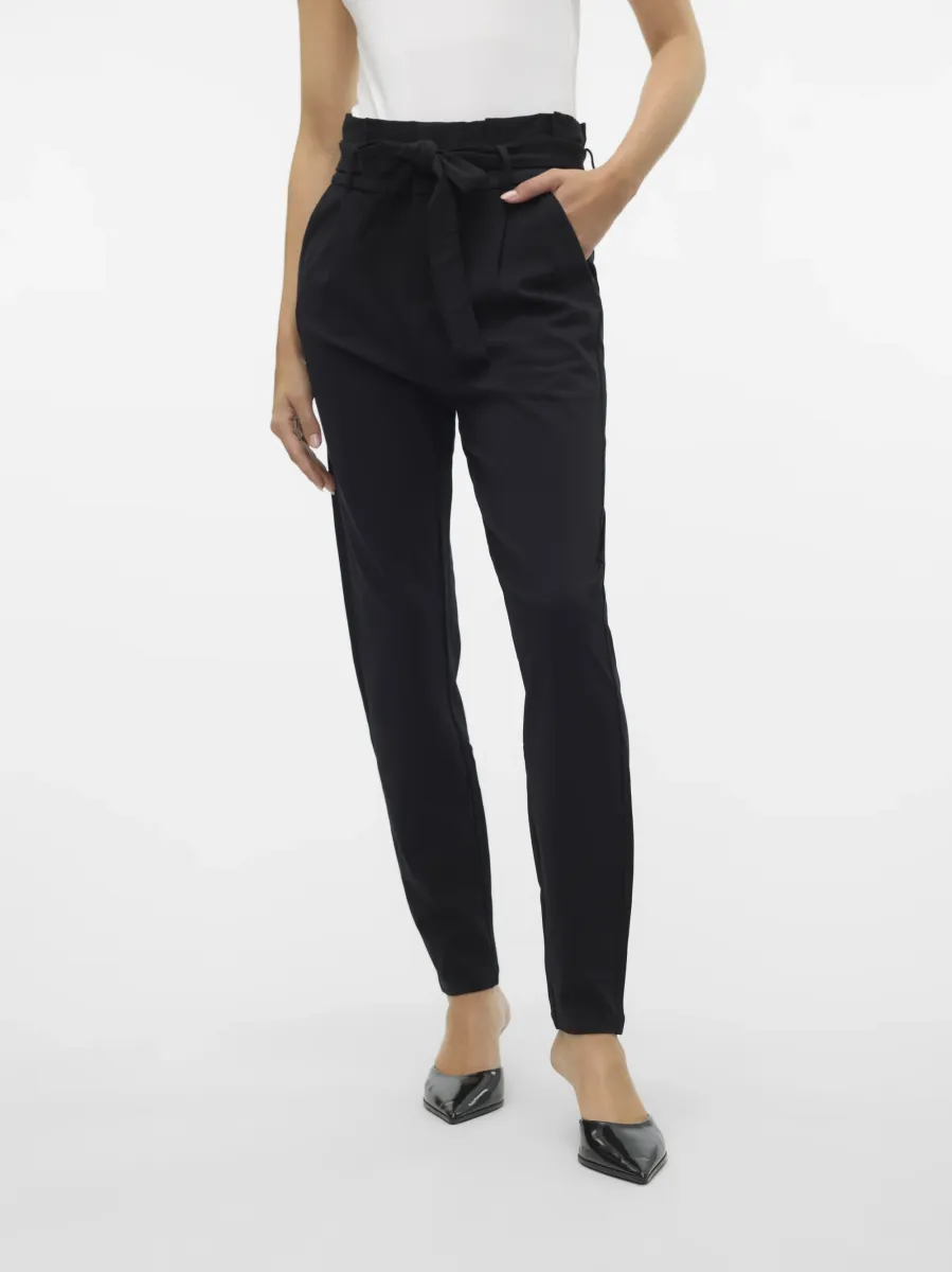 VMEVA PAPERBAG PANT - Stoffhose - black