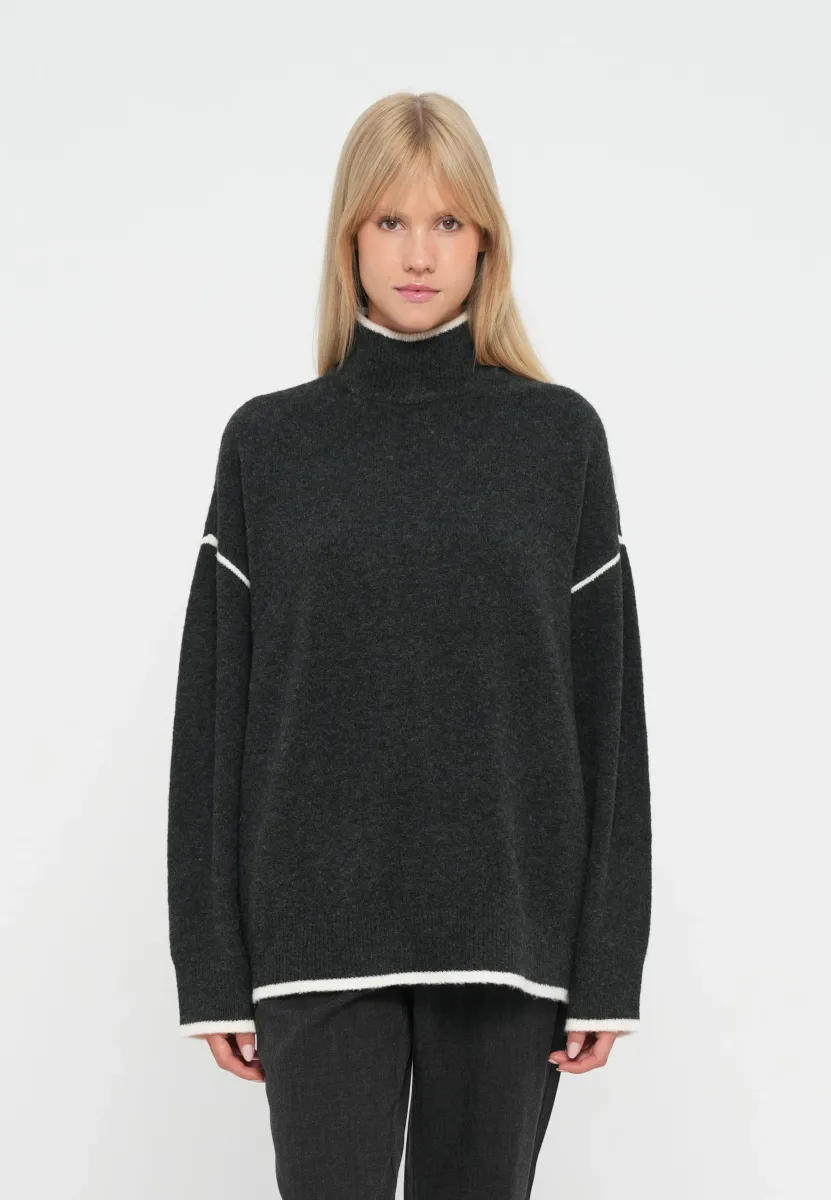 VMFAN HIGHNECK  - Strickpullover - dark grey melange