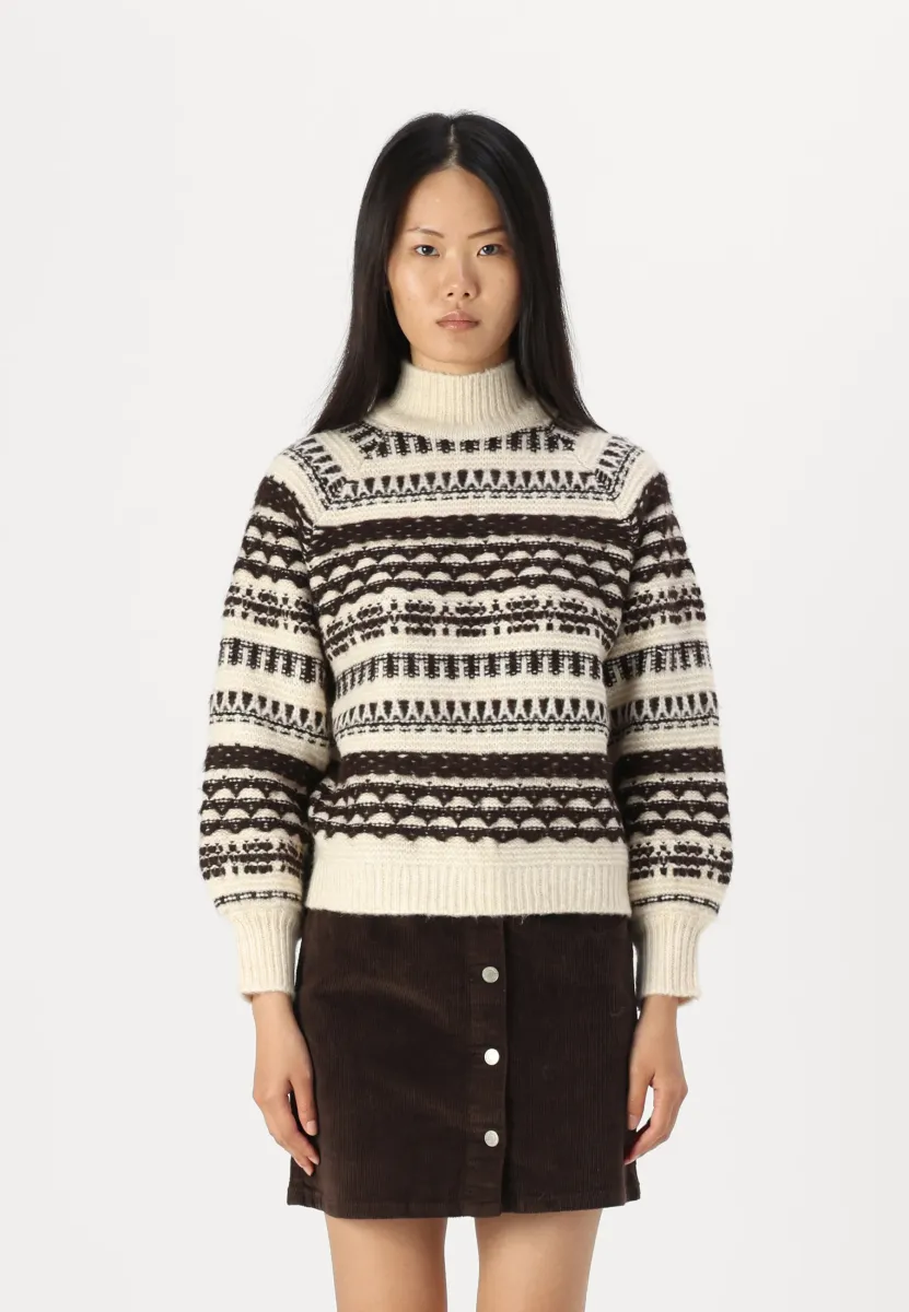 VMHENYA  - Strickpullover - birc/chocolate torte