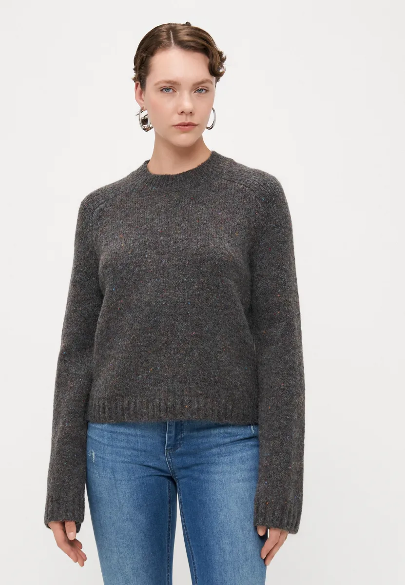 VMINGRID O NECK  - Strickpullover - dark grey melange