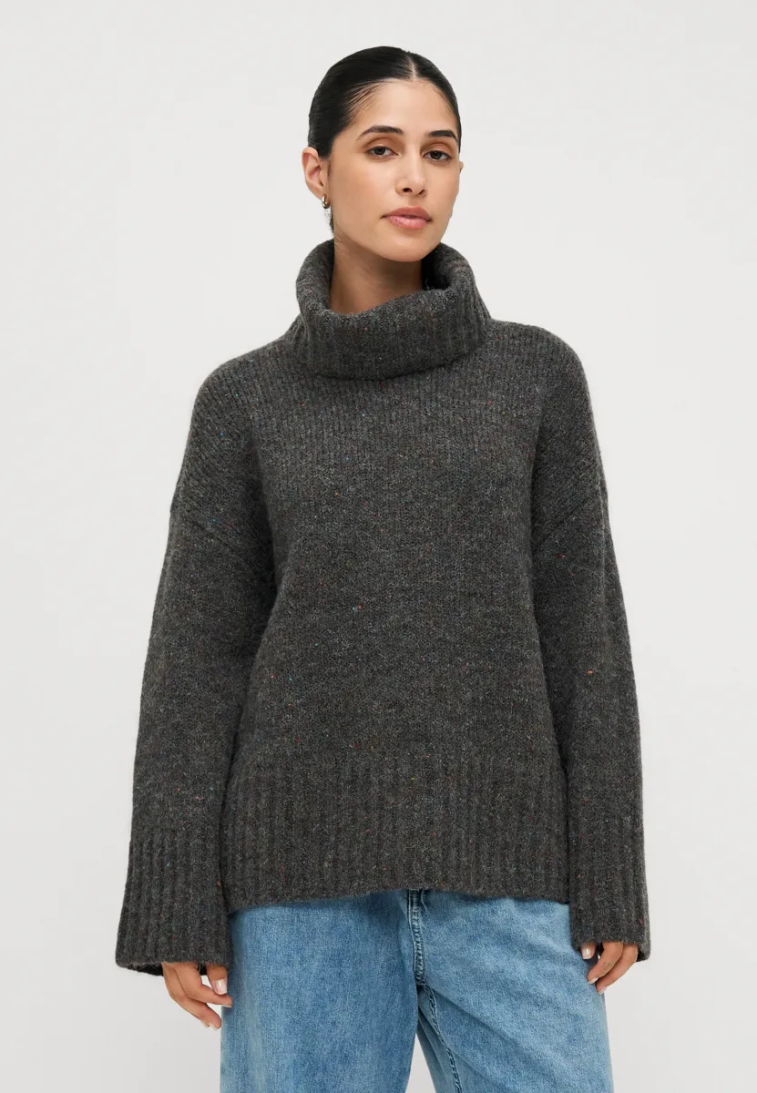 VMINGRID ROLL NECK  - Strickpullover - dark grey melange
