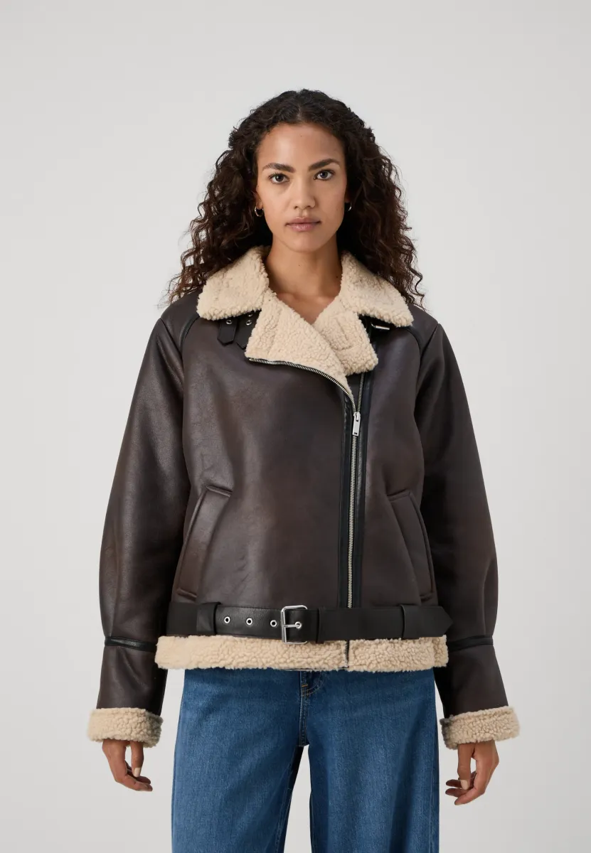 VMJOANNA JACKET - Kunstlederjacke - chocolate torte/silver mink