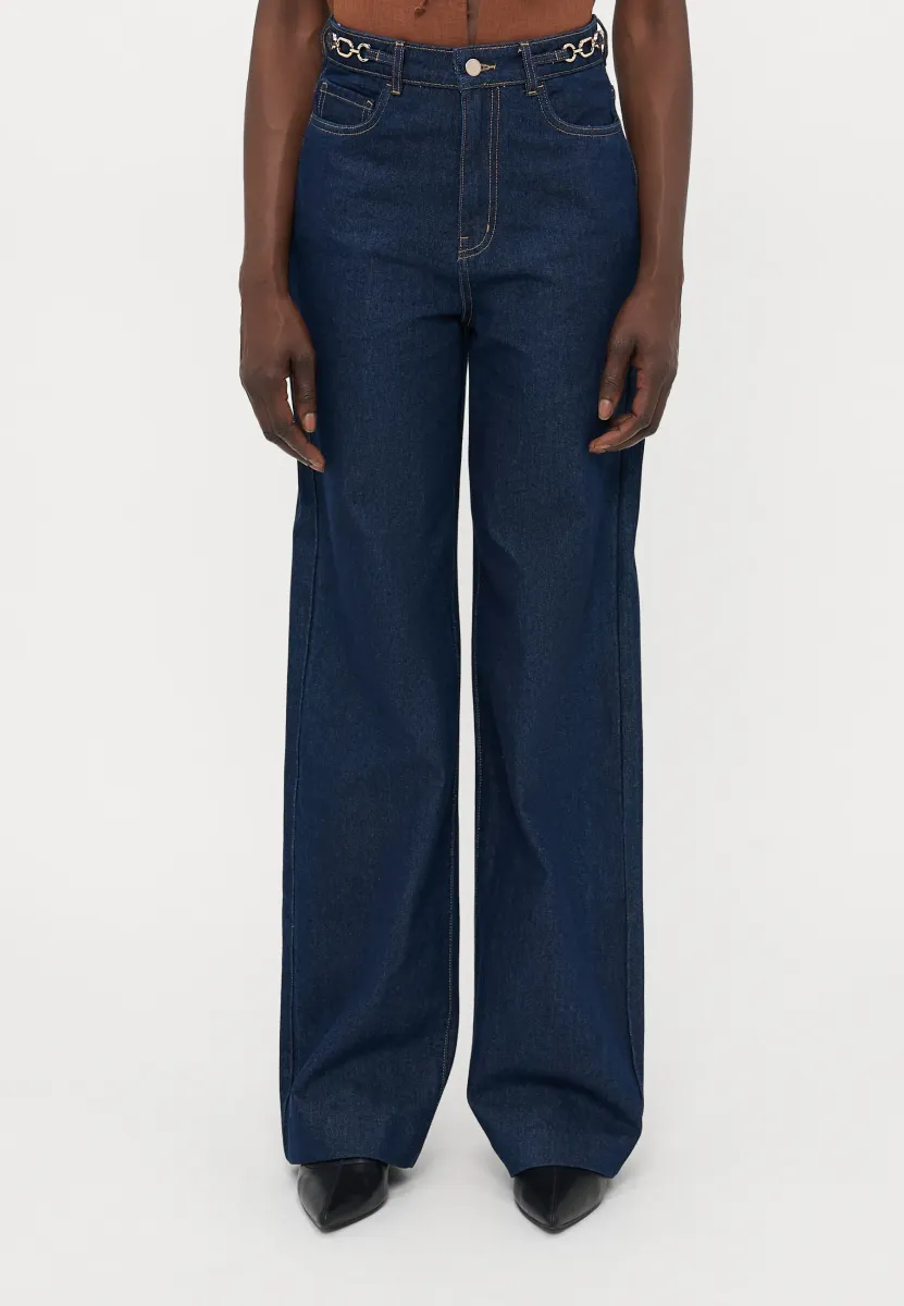 VMKATHY - Wide Leg - dark blue denim
