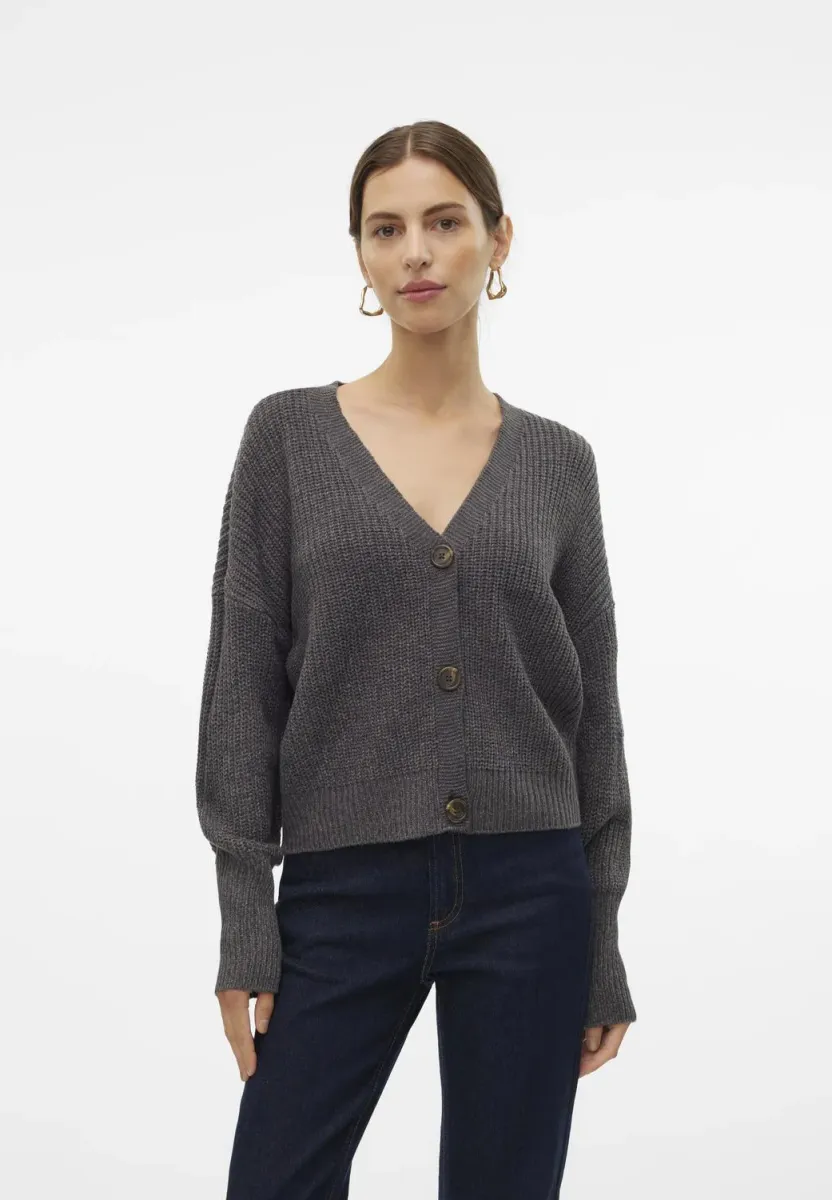 VMLEA V NECK CARDIGAN - Strickjacke - asphalt/phantom tornado