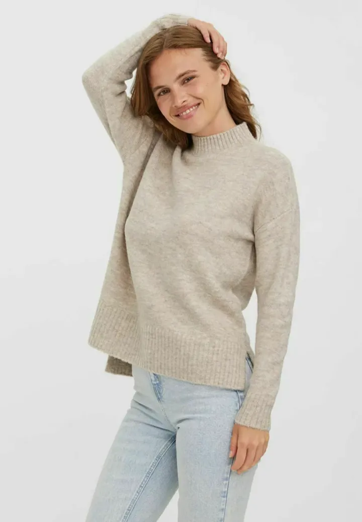 VMLEFILE BOXY NOOS - Strickpullover - birch melange