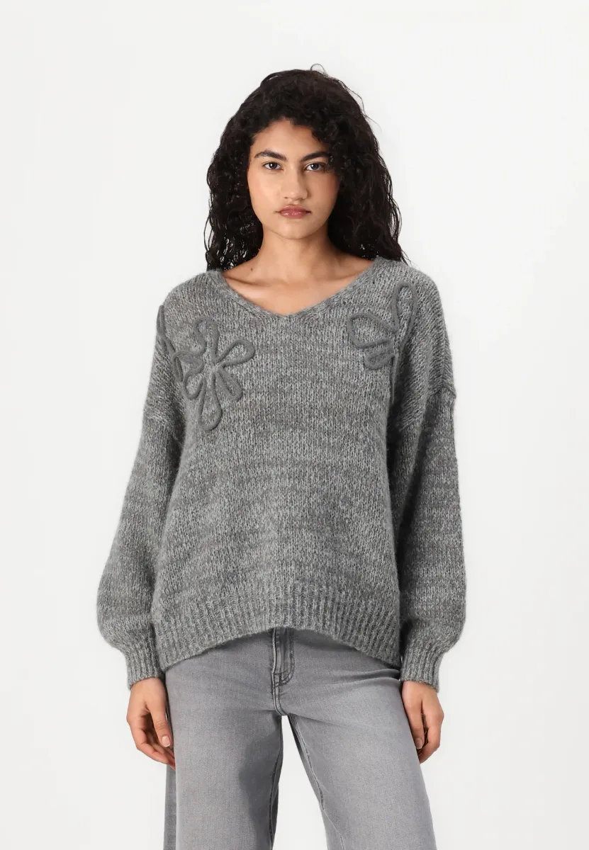 VMLOLLIPOP V NECK - Strickpullover - medium grey
