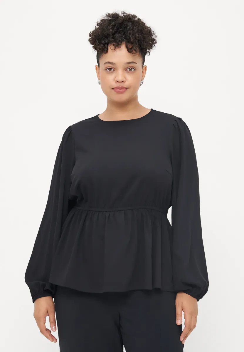VMLYDIA O NECK PEPLUM - Bluse - black