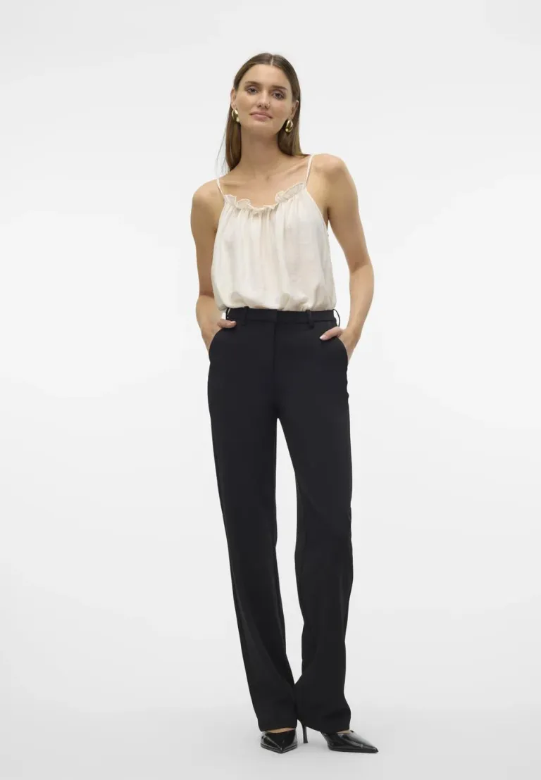 VMMAYA MR STRAIGHT SOLID - Stoffhose - black