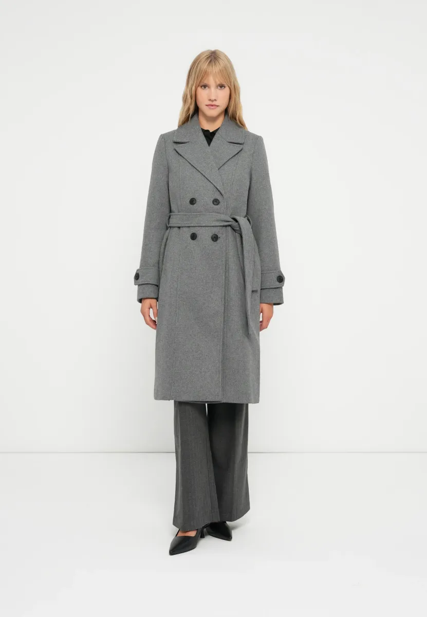 VMNATALIE LONG BELTED COAT - Klassischer Mantel - medium grey