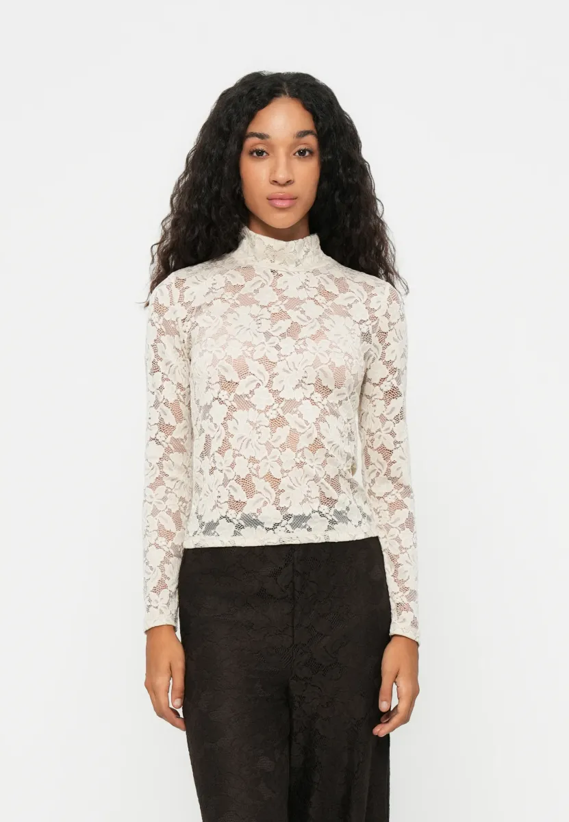 VMNELINE LACE PLAIN - Langarmshirt - pumice stone