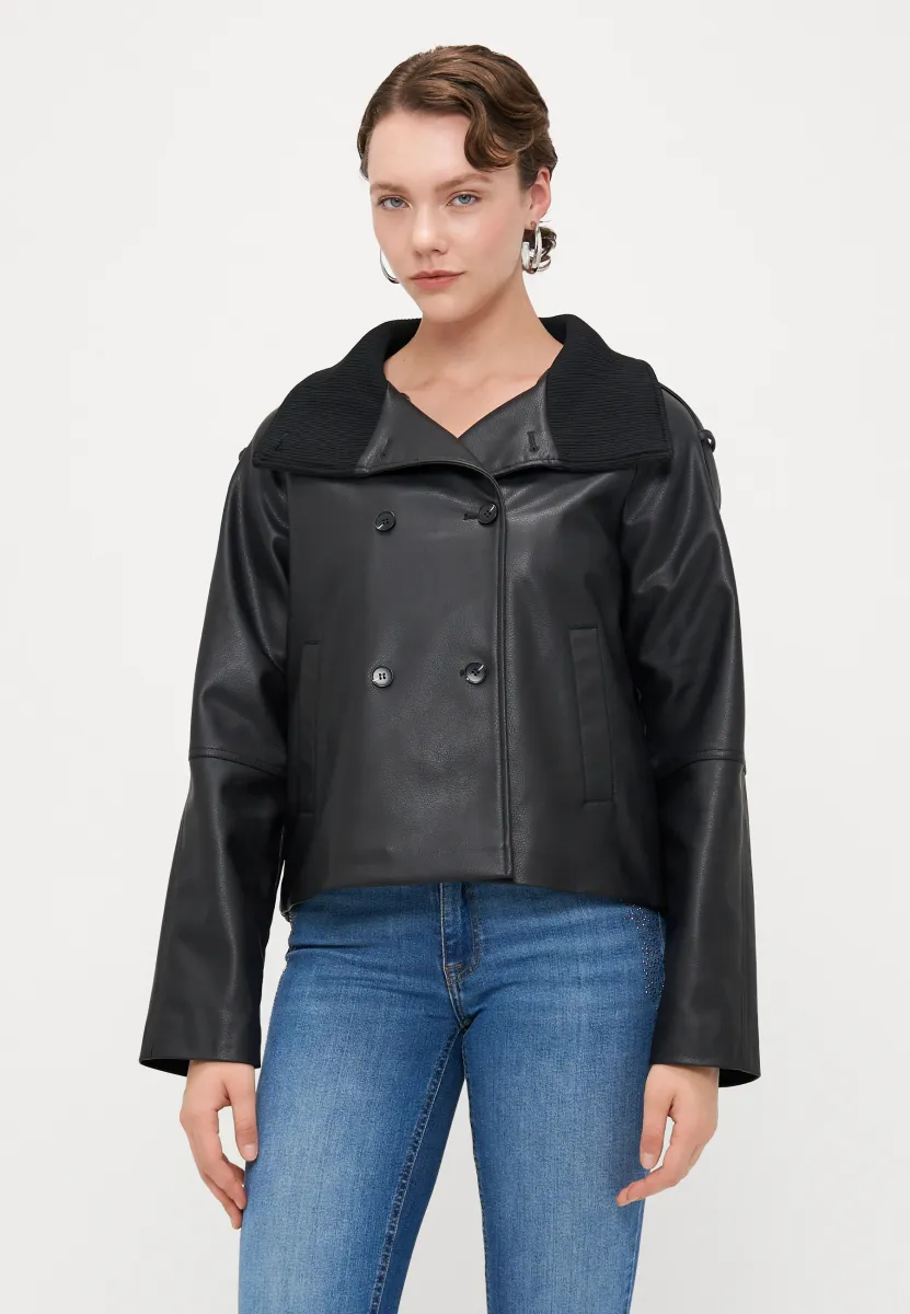 VMNIKOLINA - Kunstlederjacke - black
