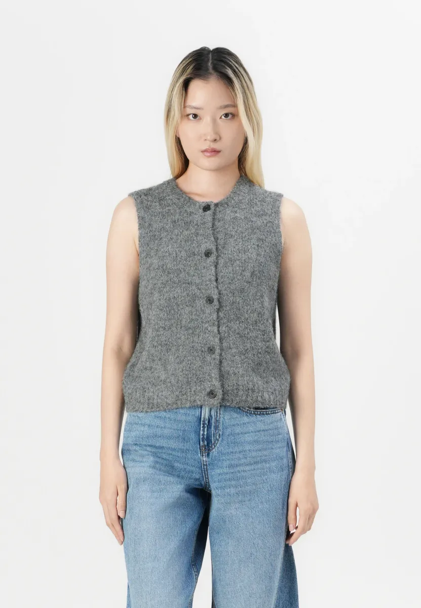 VMNOVAH NECK BUTTON NOOS - Weste - dark grey