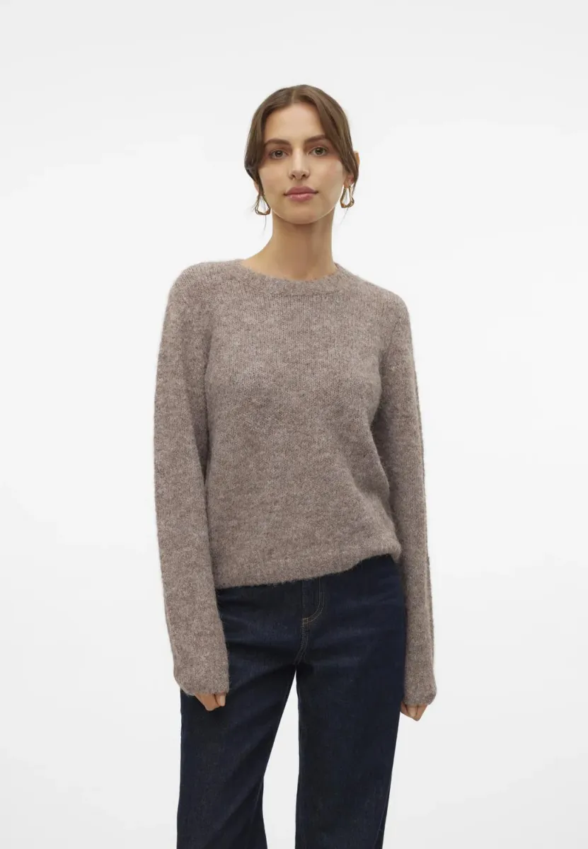 VMNOVAH O NECK  - Strickpullover - brown lentil melange