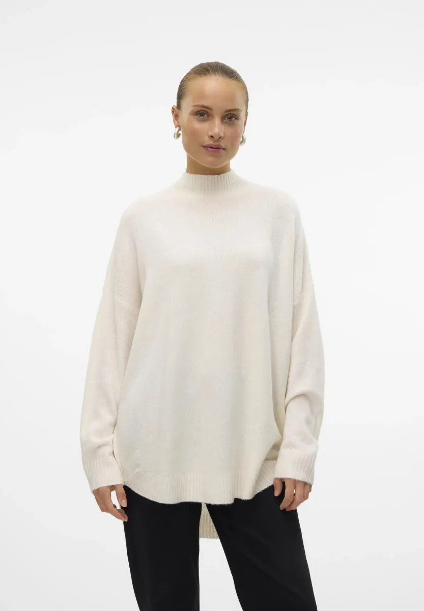 VMPLAZA LS HIGHNCK LONG  GA NOOS - Strickpullover - birch detailmelange