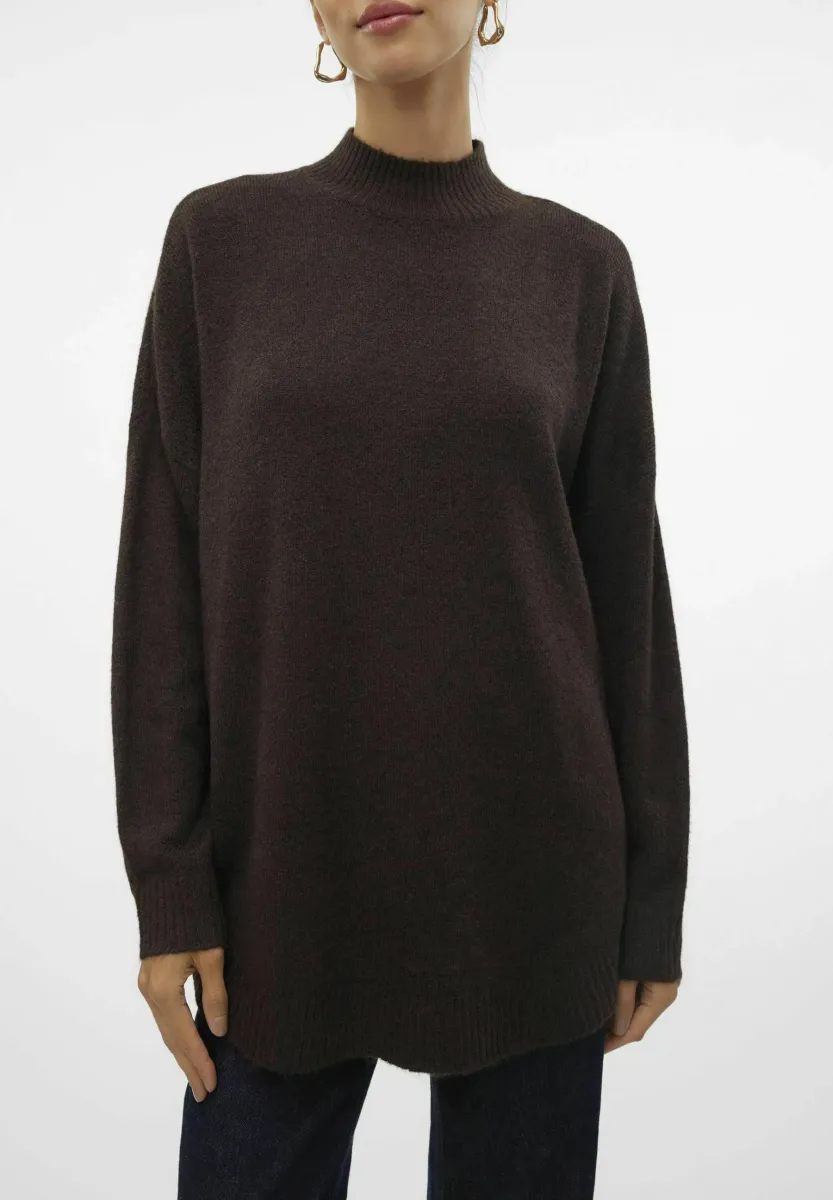 VMPLAZA LS HIGHNCK LONG  GA NOOS - Strickpullover - chocolate torte