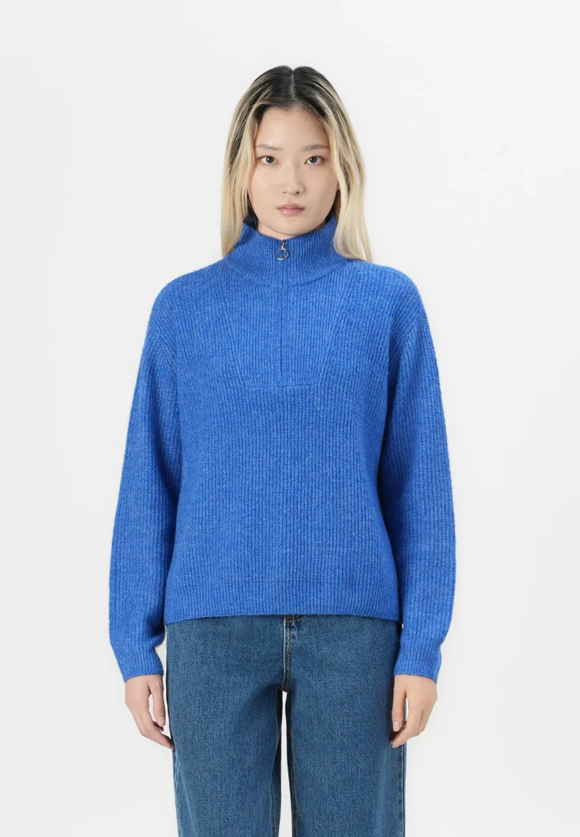 VMPLAZA ZIPPER BLOUS - Strickpullover - beaucoup blue