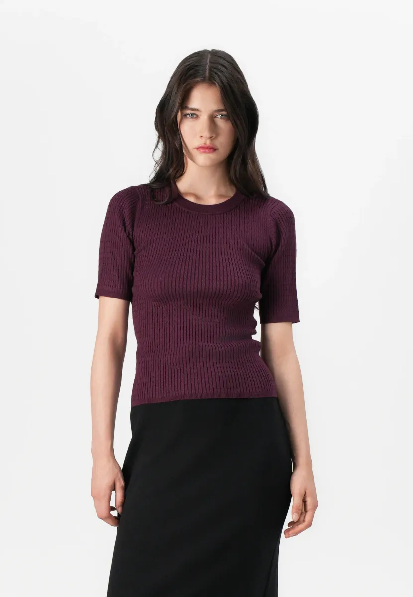 VMSILJE O NECK CABLE PULLOVER - Strickpullover - winetasting