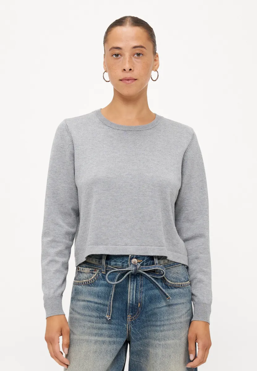 VMSILJE O NECK SHORT - Strickpullover - medium grey melange