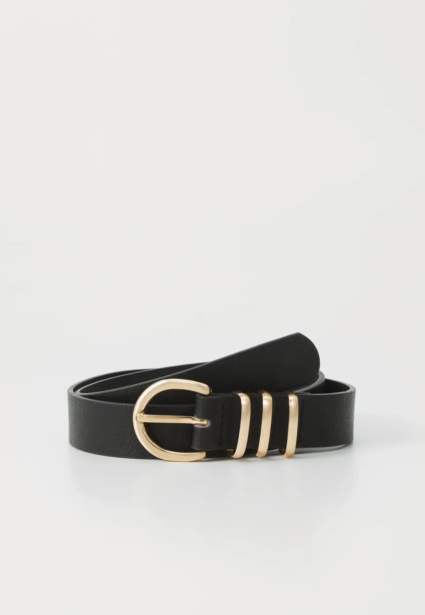 VMSVEA COATED BELT NOOS - Gürtel - black detail/brushed gold-coloured