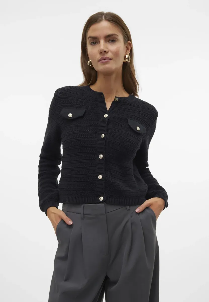 VMVIOLETTA BUTTON  - Strickjacke - black
