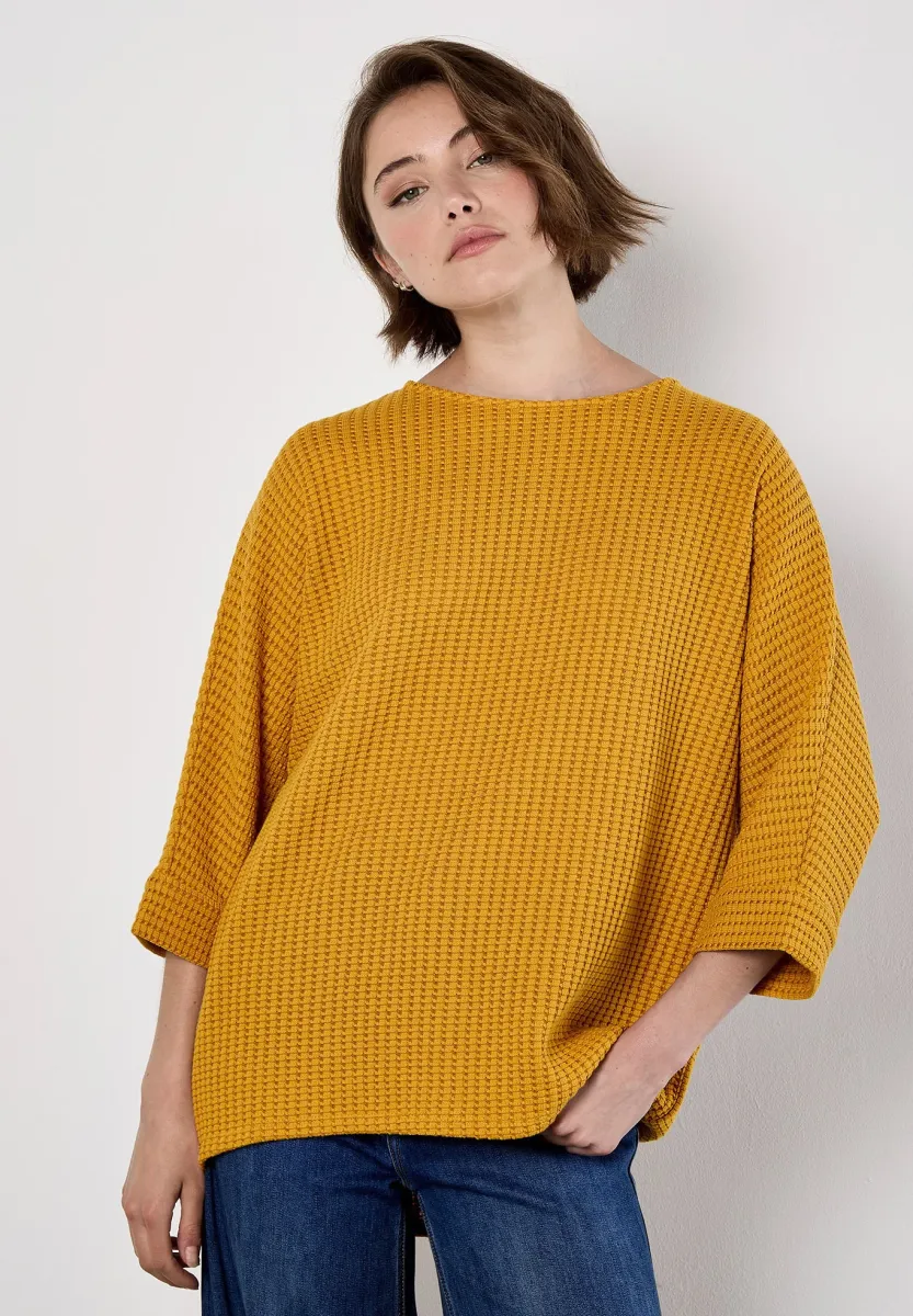 WAFFLE BATWING - Strickpullover - mustard