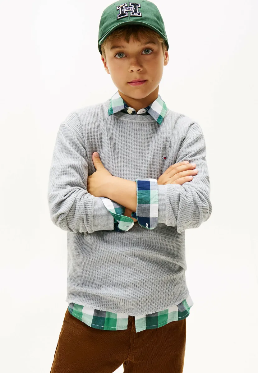 WAFFLE LONG SLEEVE - Strickpullover - light grey heather