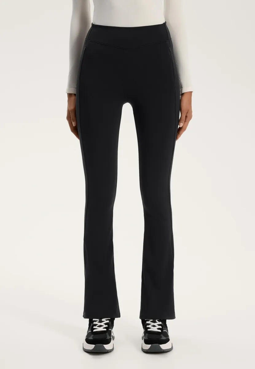 WARM HIGH RISE FLARE WITH POCKETS - Stoffhose - black