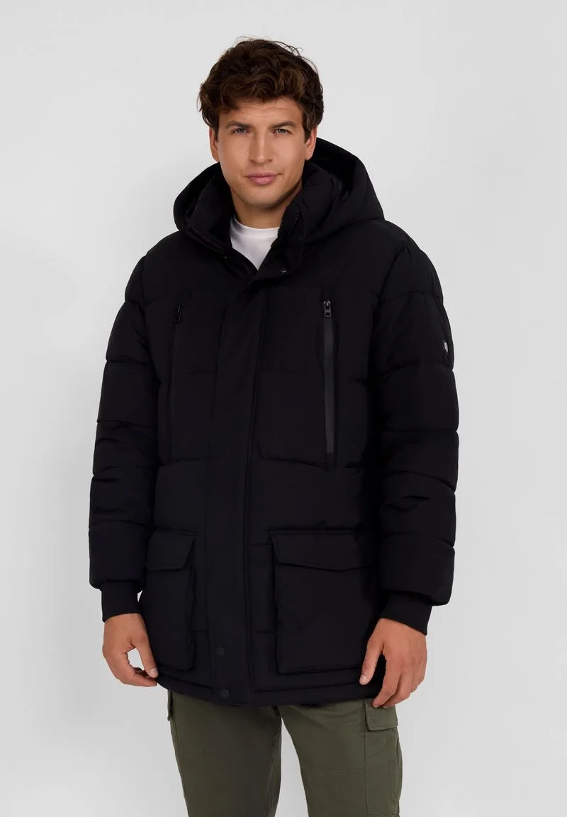 WARM PADDED WITH HOOD - Winterjacke - black