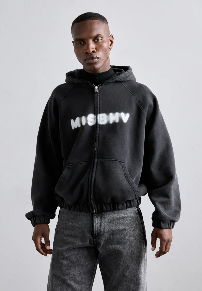 WASHED BLACK COMMUNITY ZIPPED HOODIE - Sweatjacke - washed black