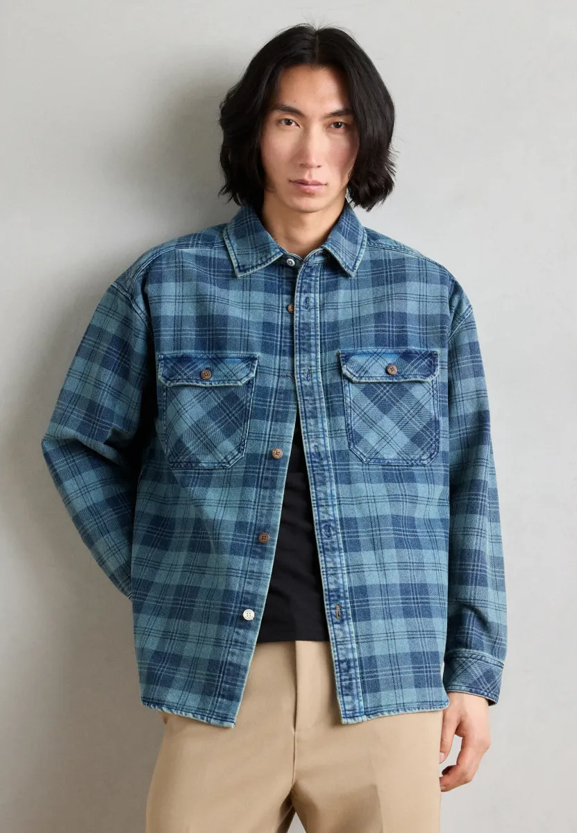 WASHED CHECKED - Hemd - indigo