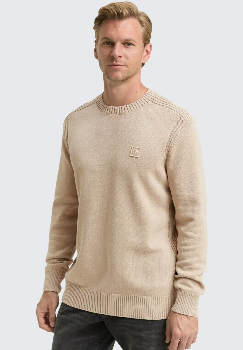 WASHED CREWNECK - Strickpullover - light cashmere