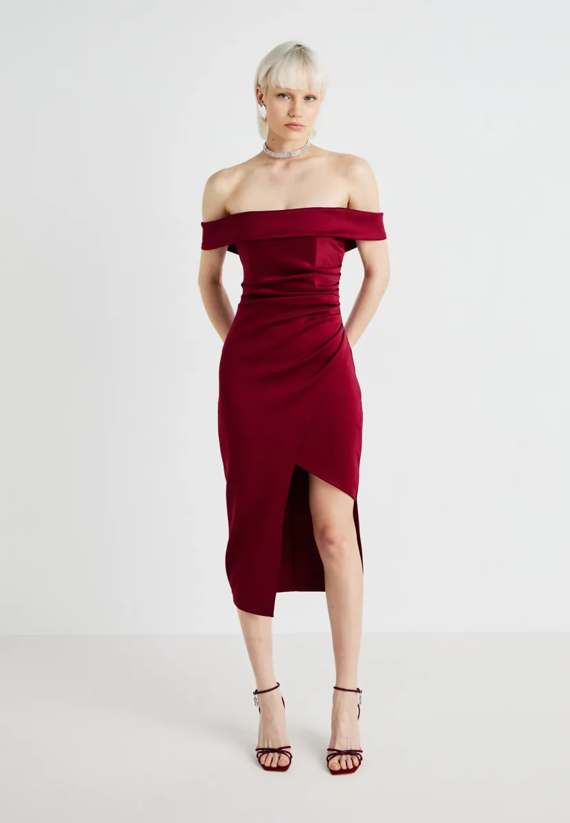 WEDDING VINCENZO ROUCHED MIDI - Jerseykleid - wine