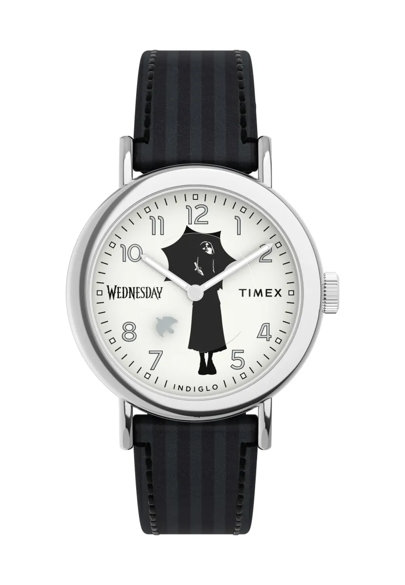WEDNESDAY - WEEKENDER WITH BLACK AND GREY LEATHER STRAP - Uhr - black