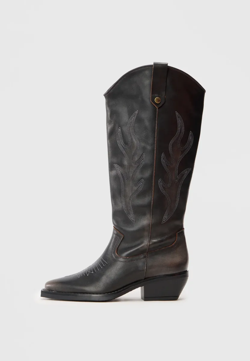 WESSEL - Cowboy-/Bikerboot - dark brown