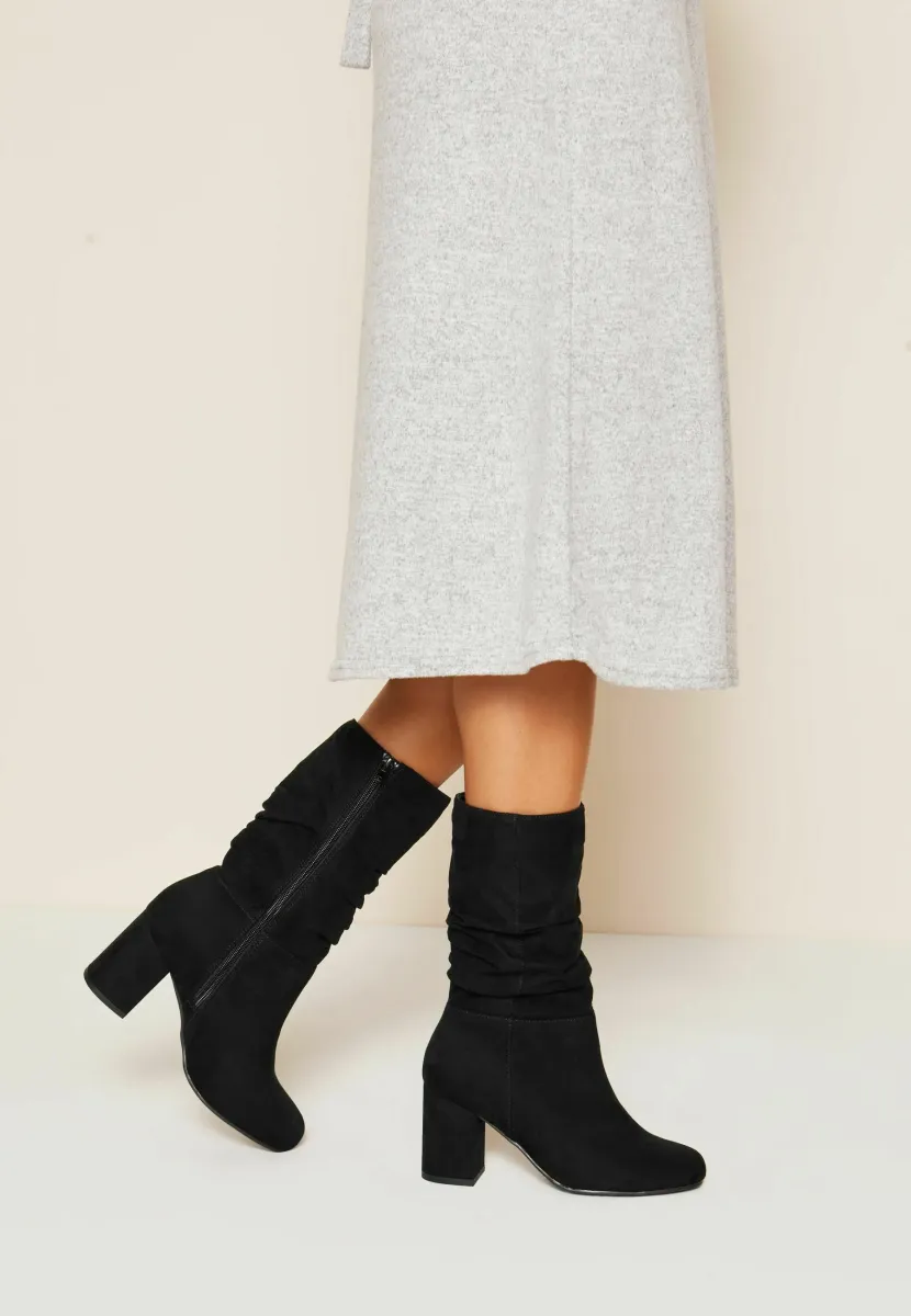 WIDE FIT - BLOCK RUCHED  - Stiefelette - black