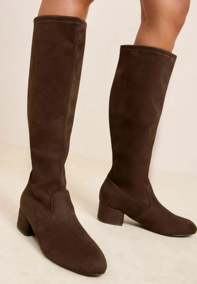 WIDE FIT - LOW BLOCK  - Stiefel - chocolate brown
