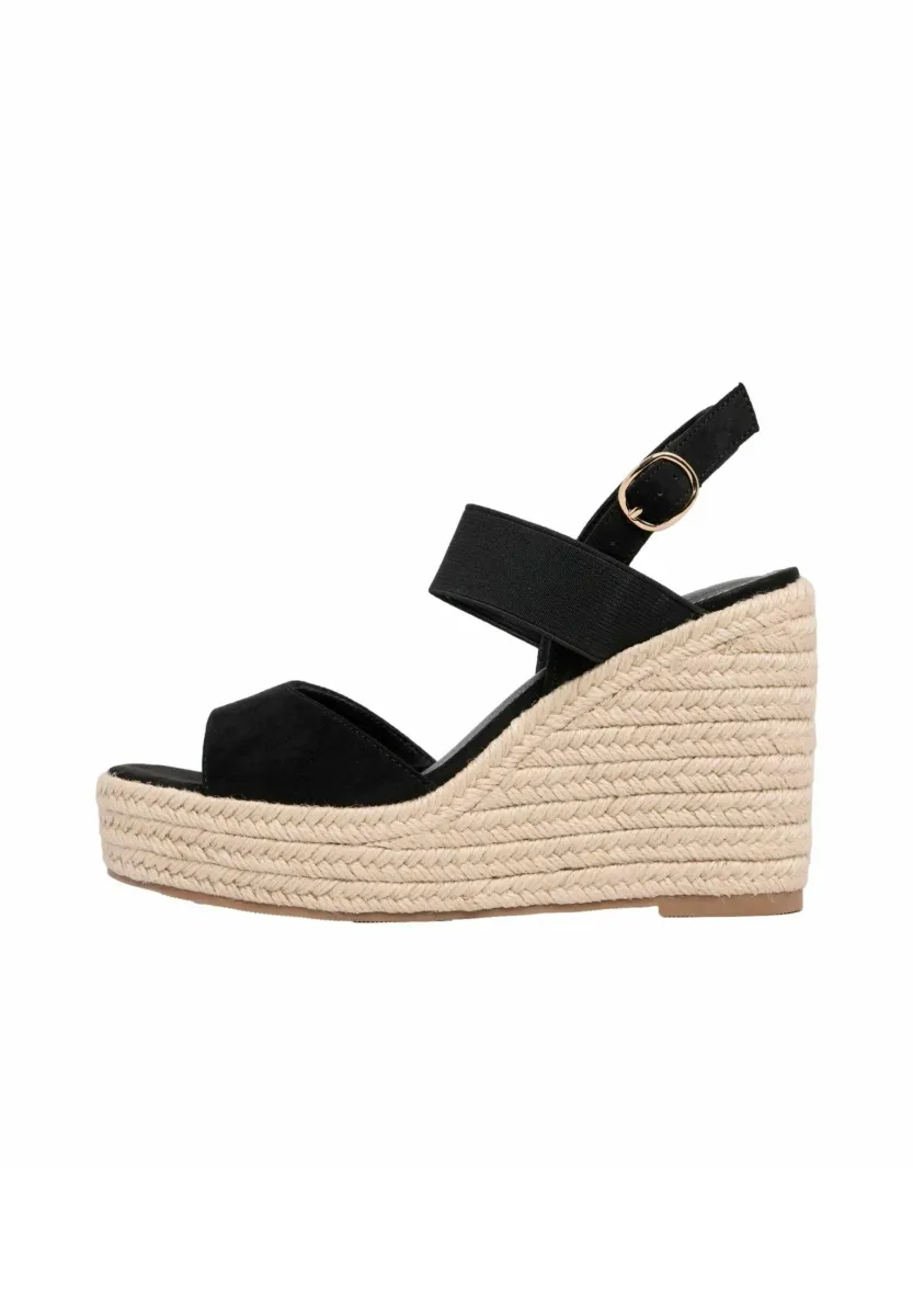 WIDE FIT - MID ELASTIC BUCKLE - Espadrille - black