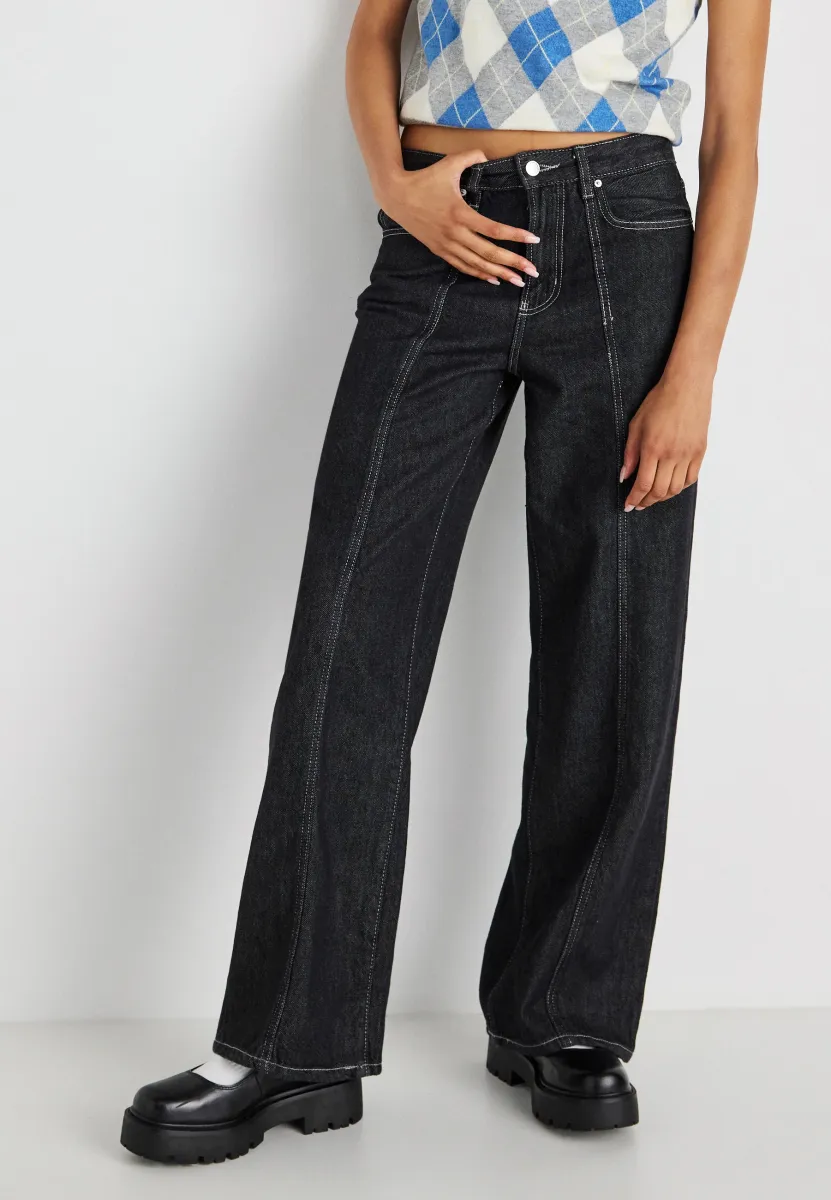 WIDE FRONT SEAM - Jeans Relaxed Fit - black rinse
