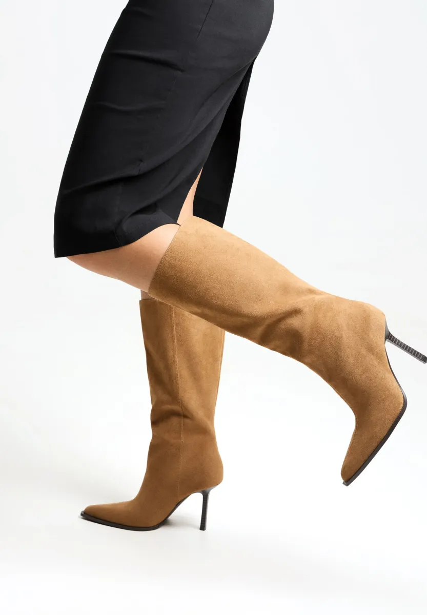WIDE - High Heel Stiefel - beige