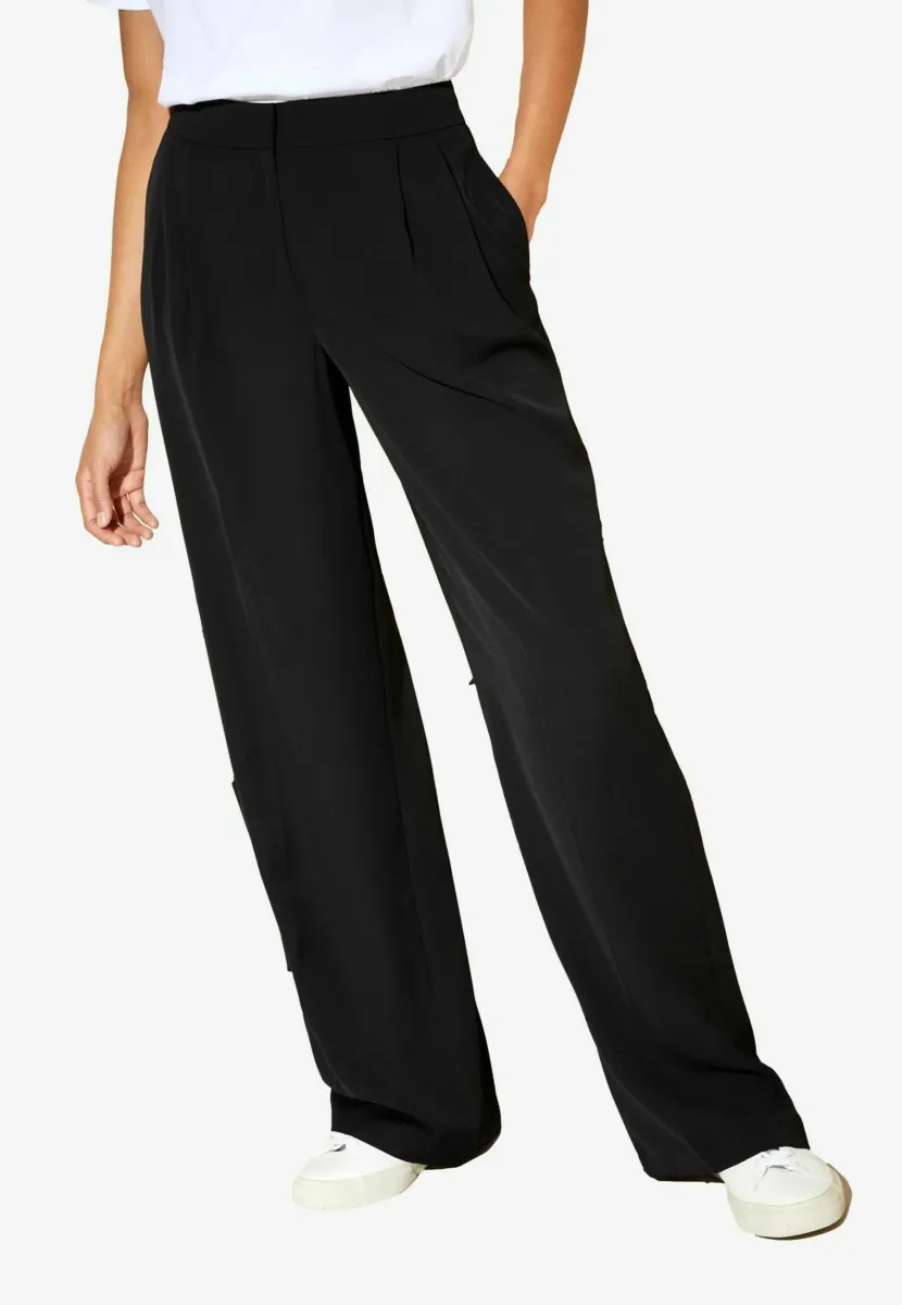 WIDE LEG - Stoffhose - black